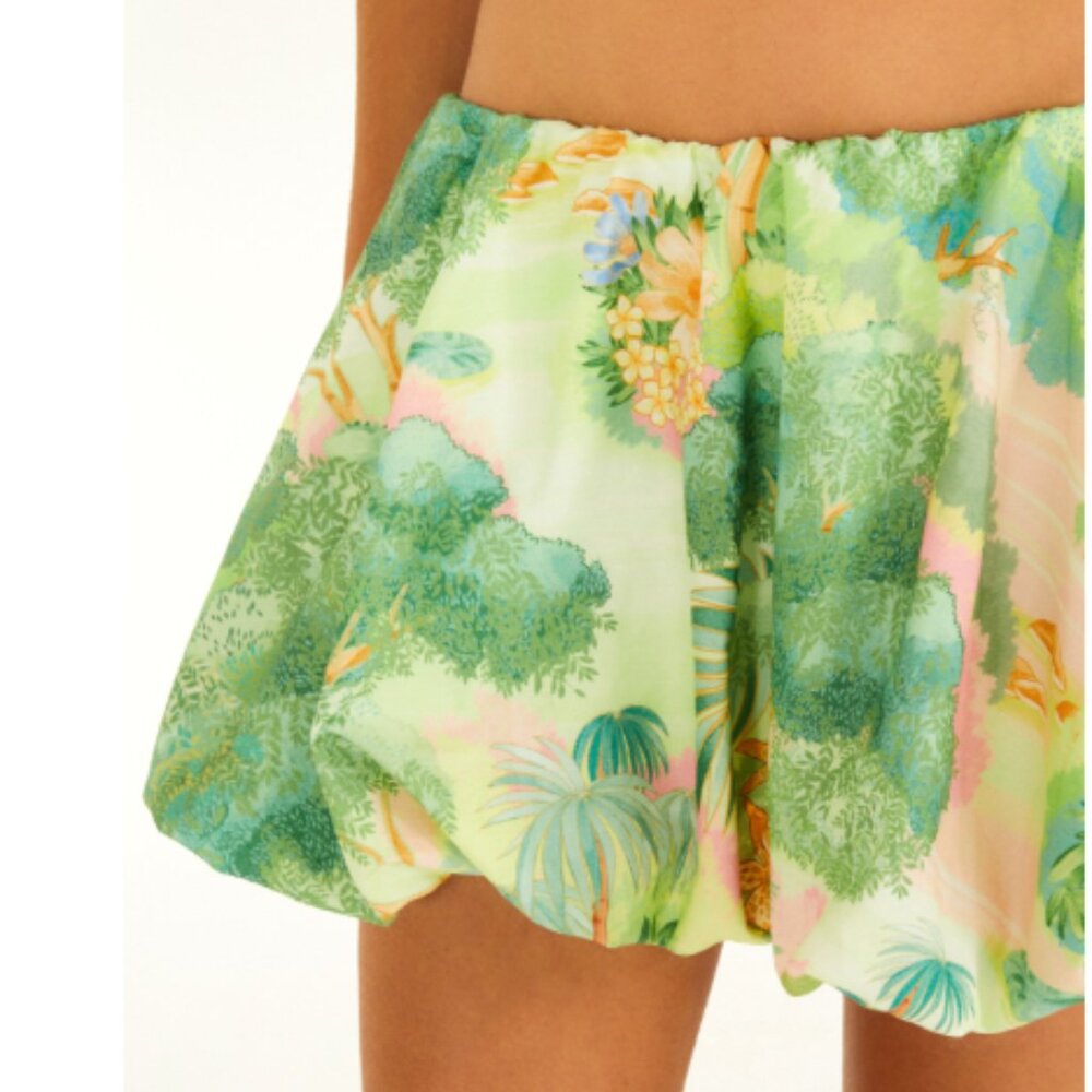 FARM Rio Pastel Green Tropical Bubble-Hem Skort - Picture 1 of 12